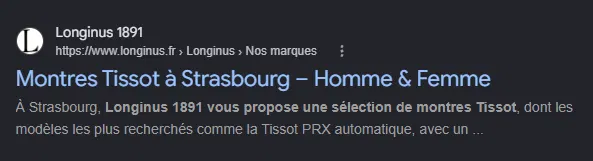 Résultat Google pour une recherche de montres à Strasbourg